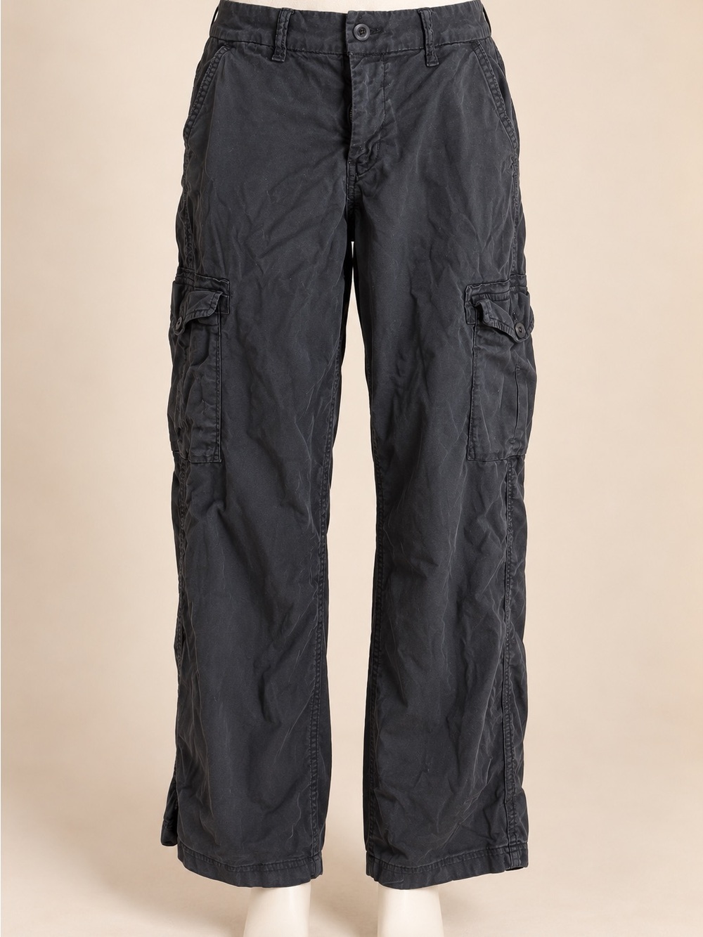 American Eagle Black Stretch Cargo Pants Women’s 4 Regular Wide Leg Utility